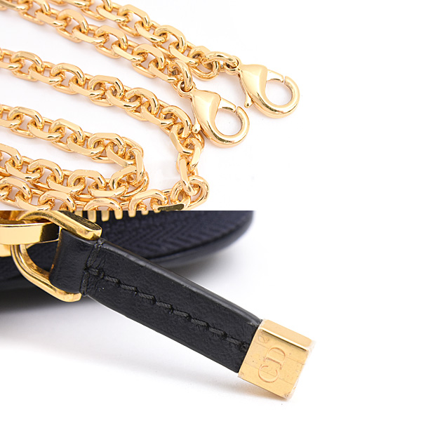 クリスチャンディオール バッグ レディース オブリーク フォンショルダー 2WAY チェーンショルダー ネイビー キャンバス Christian Dior 中古