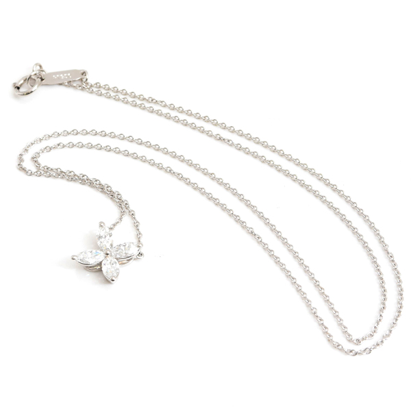 ティファニー ネックレス レディース ビクトリア ミディアム ダイヤモンド ネックレス プラチナ TIFFANY PT950 中古