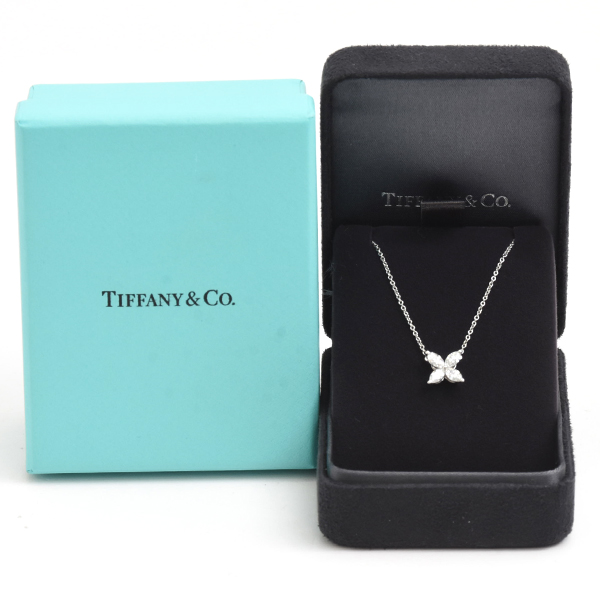 ティファニー ネックレス レディース ビクトリア ミディアム ダイヤモンド ネックレス プラチナ TIFFANY PT950 中古