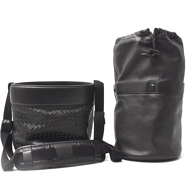 ボッテガヴェネタ メンズ バッグ 巾着型ショルダーバッグ インナーバッグ付き レザー ブラック BOTTEGA VENETA 中古