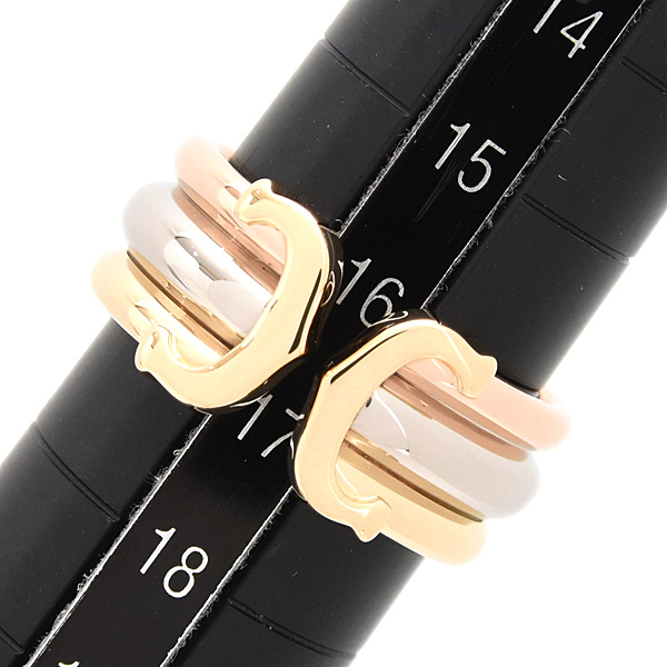 カルティエ 指輪 レディース メンズ 2C リング LM 56号 実寸16.5号 ゴールド Cartier 750YG×WG×PG 中古
