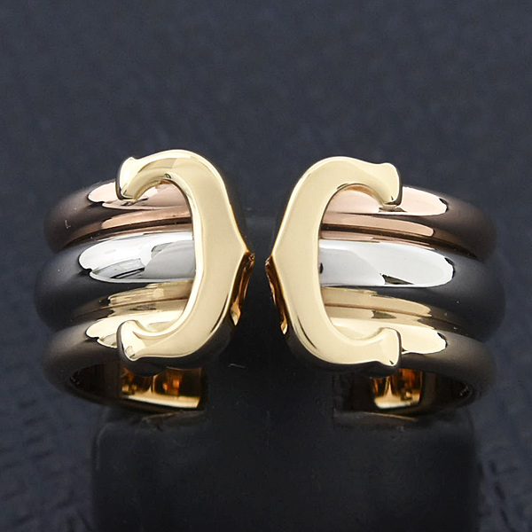 カルティエ 指輪 レディース メンズ 2C リング LM 56号 実寸16.5号 ゴールド Cartier 750YG×WG×PG 中古