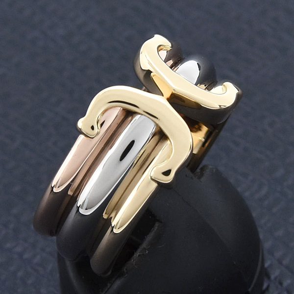 カルティエ 指輪 レディース メンズ 2C リング LM 56号 実寸16.5号 ゴールド Cartier 750YG×WG×PG 中古