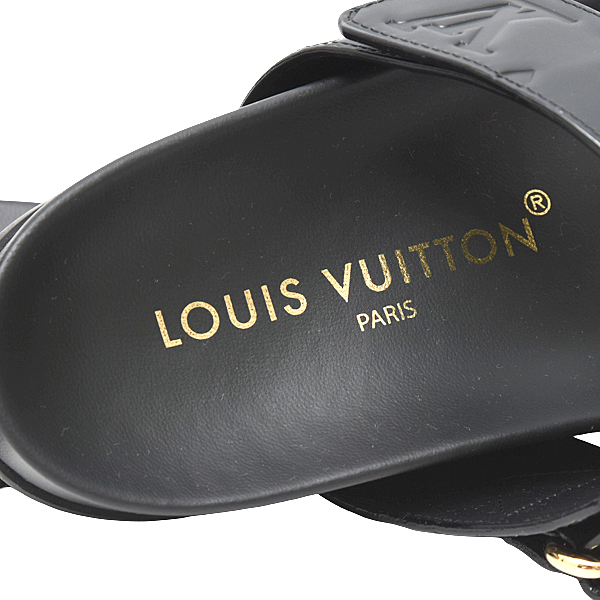 ルイヴィトン 靴 レディース ボンディア ミュール サンダル 38(日本サイズ24.5cm) ラムレザー ノワール Louis Vuitton 1ABVN5 未使用展示品