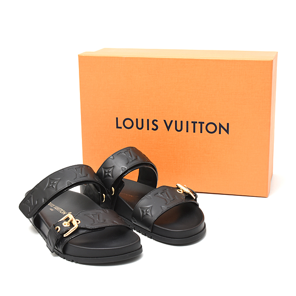 ルイヴィトン 靴 レディース ボンディア ミュール サンダル 38(日本サイズ24.5cm) ラムレザー ノワール Louis Vuitton 1ABVN5 未使用展示品