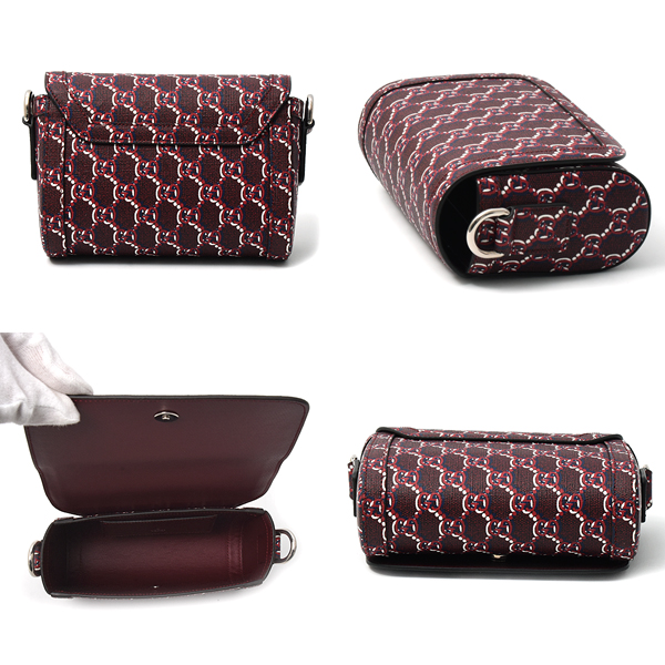 グッチ バッグ レディース GGシャドウ スーパーミニ ショルダーバッグ PVC レッド系 802029 GUCCI 中古