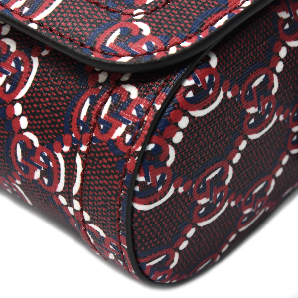 グッチ バッグ レディース GGシャドウ スーパーミニ ショルダーバッグ PVC レッド系 802029 GUCCI 中古