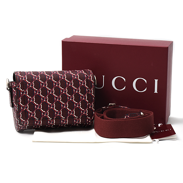 グッチ バッグ レディース GGシャドウ スーパーミニ ショルダーバッグ PVC レッド系 802029 GUCCI 中古