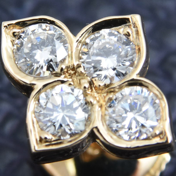 カルティエ ピアス レディース ヒンドゥ 4Pダイヤ ピアス イエローゴールド Cartier 750YG 中古