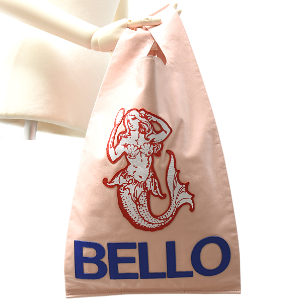 ボッテガヴェネタ レディース スペルメルカート トートバッグ 人魚 ピンク ラムレザー BOTTEGA VENETA 中古