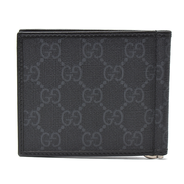 グッチ 財布 メンズ GGスプリーム マネークリップ式 二つ折り財布 カードケース PVC ブラック 700686 GUCCI 未使用展示品