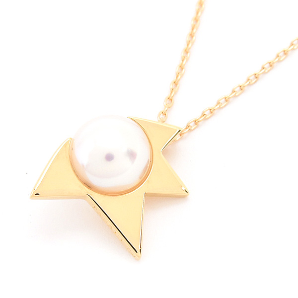 タサキ ネックレス レディース コメット プラス パール 7.6mm珠 イエローゴールド TASAKI 750YG 中古
