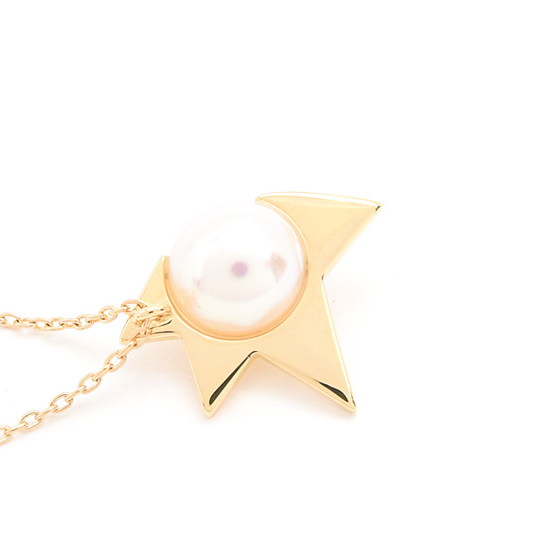 タサキ ネックレス レディース コメット プラス パール 7.6mm珠 イエローゴールド TASAKI 750YG 中古