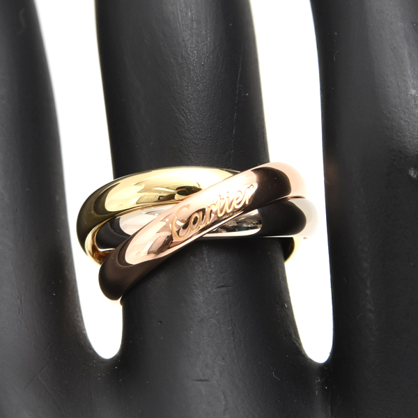 カルティエ 指輪 レディース トリニティ リング 51号 ゴールド Cartier 750YG×WG×PG 中古