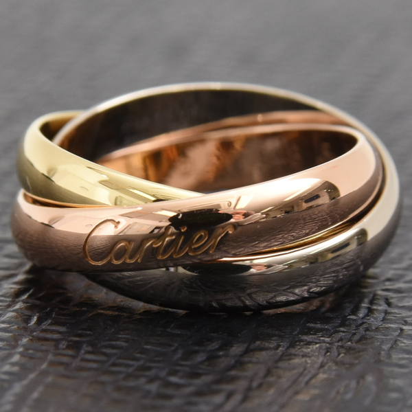 カルティエ 指輪 レディース トリニティ リング 51号 ゴールド Cartier 750YG×WG×PG 中古
