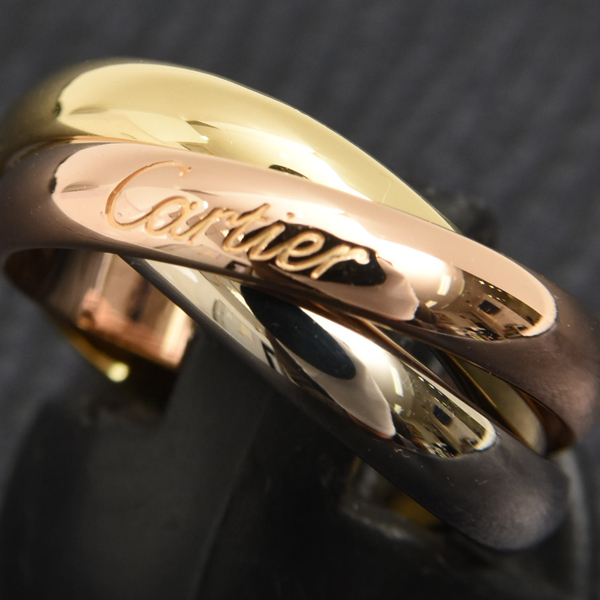カルティエ 指輪 レディース トリニティ リング 51号 ゴールド Cartier 750YG×WG×PG 中古