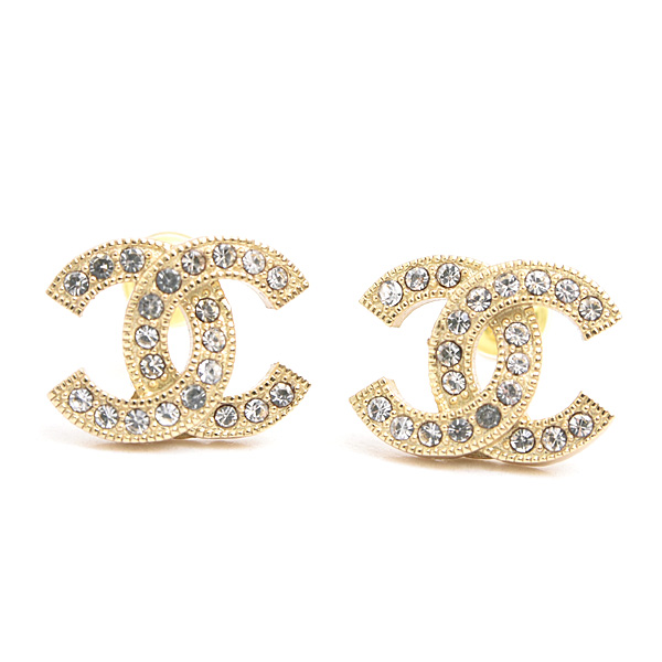 シャネル ピアス レディース ココマーク ラインストーン ゴールドカラー COCO CHANEL C24C GP 中古