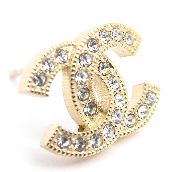 シャネル ピアス レディース ココマーク ラインストーン ゴールドカラー COCO CHANEL C24C GP 中古