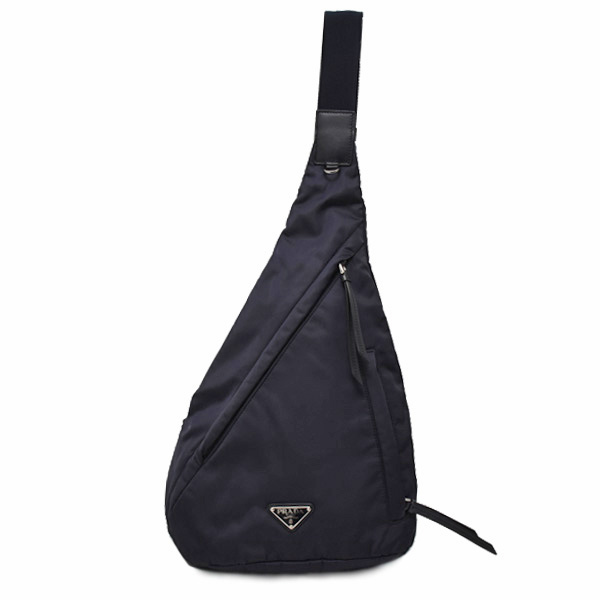 プラダ バッグ メンズ Re-Nylon ワンショルダーバッグ ボディバッグ ナイロン ネイビー PRADA 2VZ092 中古