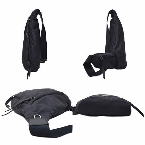 プラダ バッグ メンズ Re-Nylon ワンショルダーバッグ ボディバッグ ナイロン ネイビー PRADA 2VZ092 中古