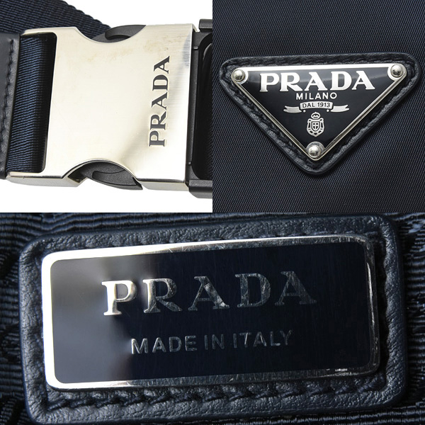 プラダ バッグ メンズ Re-Nylon ワンショルダーバッグ ボディバッグ ナイロン ネイビー PRADA 2VZ092 中古
