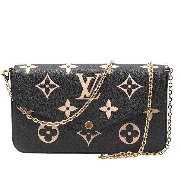 ルイヴィトン バッグ レディース モノグラムアンプラント ポシェットフェリシー ブラックベージュ バイカラー Louis Vuitton M80482 中古