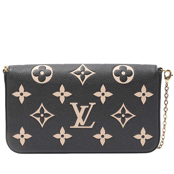 ルイヴィトン バッグ レディース モノグラムアンプラント ポシェットフェリシー ブラックベージュ バイカラー Louis Vuitton M80482 中古