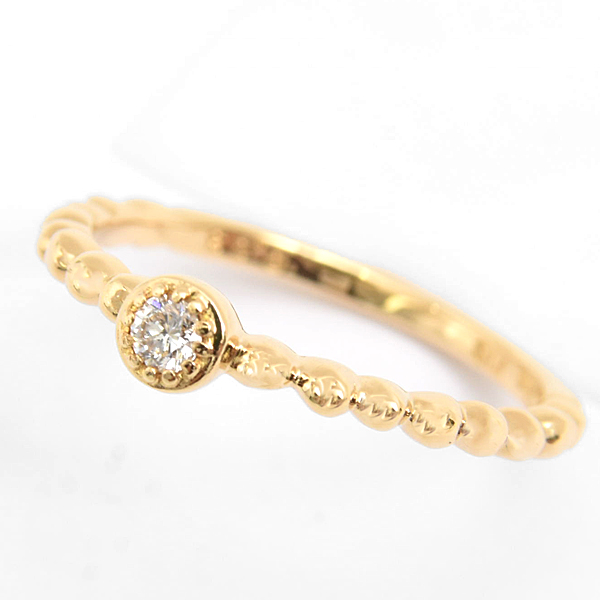 スタージュエリー 指輪 レディース 1Pダイヤ ピンキーリング 3号 0.03ct クラフテッドリング イエローゴールド K18 STAR JEWELRY 中古