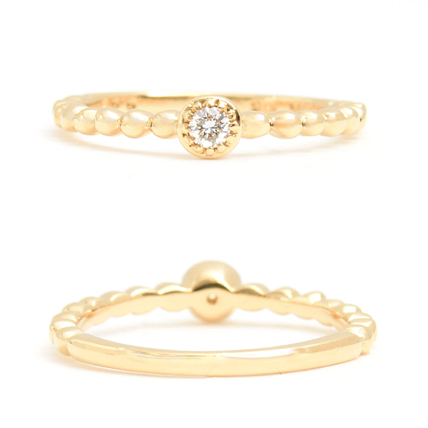 スタージュエリー 指輪 レディース 1Pダイヤ ピンキーリング 3号 0.03ct クラフテッドリング イエローゴールド K18 STAR JEWELRY 中古