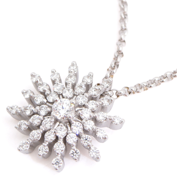 ラザール ネックレス レディース スターバースト ダイヤ ネックレス D0.35ct ホワイトゴールド LAZARE K18WG 中古