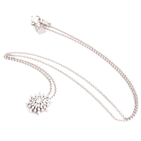 ラザール ネックレス レディース スターバースト ダイヤ ネックレス D0.35ct ホワイトゴールド LAZARE K18WG 中古