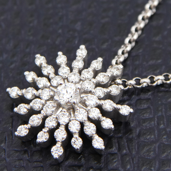 ラザール ネックレス レディース スターバースト ダイヤ ネックレス D0.35ct ホワイトゴールド LAZARE K18WG 中古