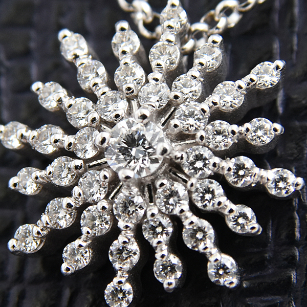 ラザール ネックレス レディース スターバースト ダイヤ ネックレス D0.35ct ホワイトゴールド LAZARE K18WG 中古