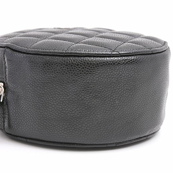 シャネル バッグ レディース キャビアスキン マトラッセ ラウンド チェーンショルダーバッグ ポシェット 丸型 ブラック CHANEL 中古