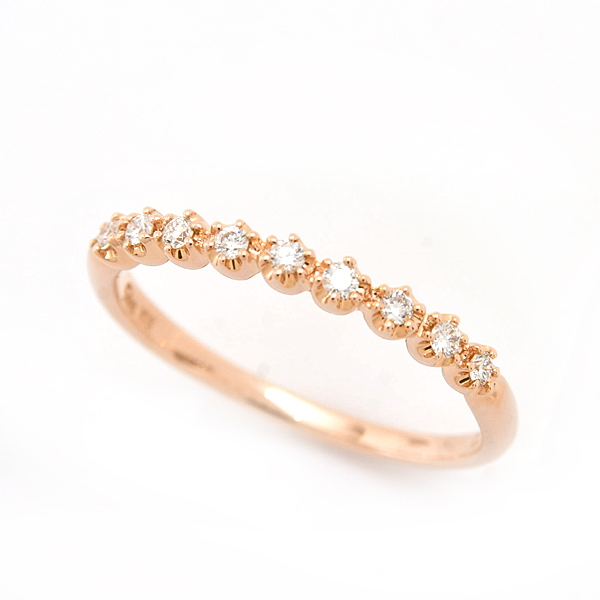 スタージュエリー 指輪 レディース 9Pダイヤ リング 12号 0.12ct ピンクゴールド K18PG STAR JEWELRY 中古