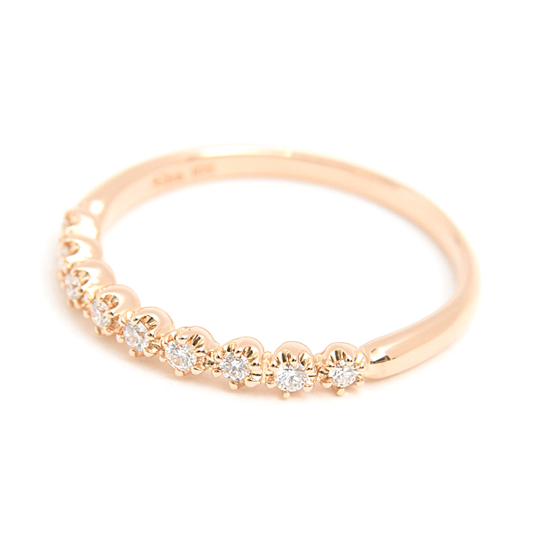 スタージュエリー 指輪 レディース 9Pダイヤ リング 12号 0.12ct ピンクゴールド K18PG STAR JEWELRY 中古