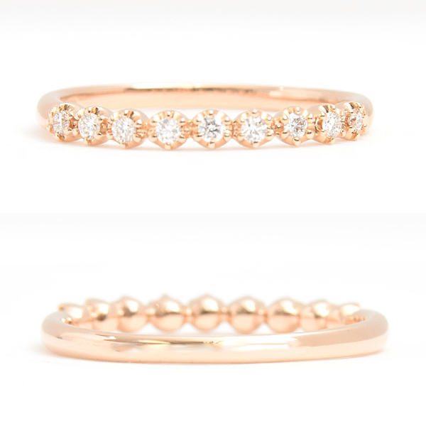 スタージュエリー 指輪 レディース 9Pダイヤ リング 12号 0.12ct ピンクゴールド K18PG STAR JEWELRY 中古