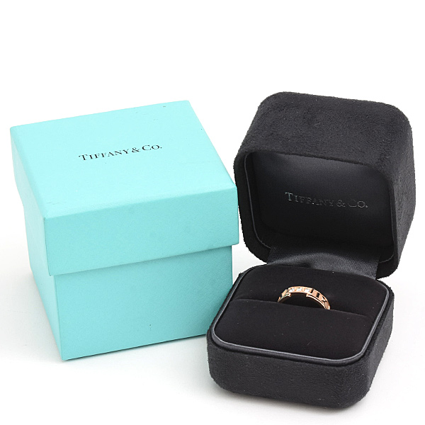 ティファニー 指輪 レディース アトラス 3Pダイヤモンド リング 14号 ピンクゴールド TIFFANY 750PG 中古