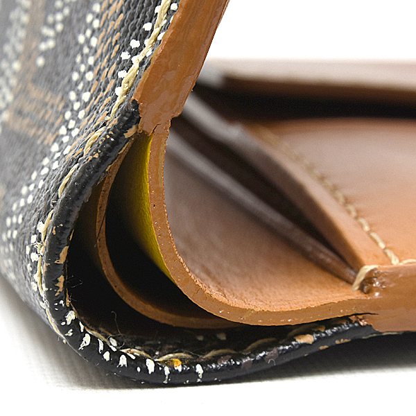 ゴヤール 財布 メンズ 2つ折り財布 コンパクト ミニ PVC ブラック×ブラウン GOYARD 中古