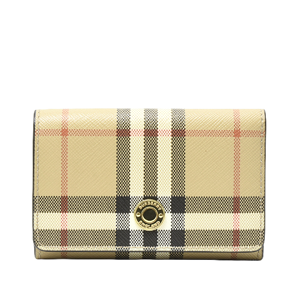 バーバリー 財布 レディース 3つ折り コンパクトウォレット ノバチェック PVC レザー ベース ブラック 805470 BURBERRY 中古