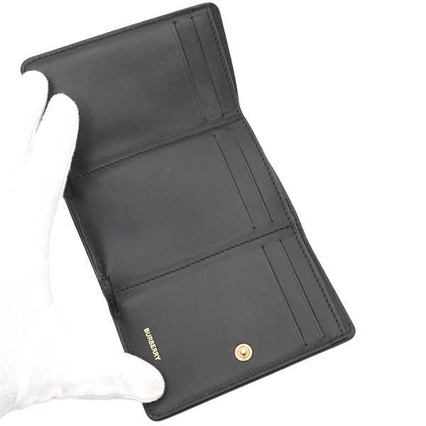 バーバリー 財布 レディース 3つ折り コンパクトウォレット ノバチェック PVC レザー ベース ブラック 805470 BURBERRY 中古