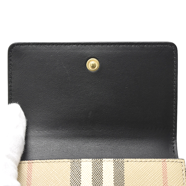 バーバリー 財布 レディース 3つ折り コンパクトウォレット ノバチェック PVC レザー ベース ブラック 805470 BURBERRY 中古