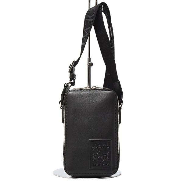 ロエベ バッグ レディース メンズ バーティカル クロスボディ ポケット アナグラム ブラック カーフ LOEWE C565S59X03 中古