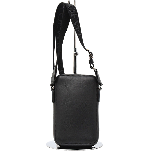 ロエベ バッグ レディース メンズ バーティカル クロスボディ ポケット アナグラム ブラック カーフ LOEWE C565S59X03 中古