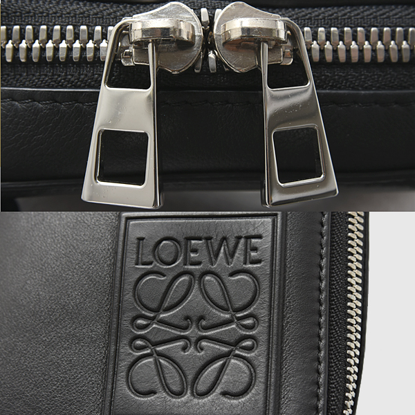 ロエベ バッグ レディース メンズ バーティカル クロスボディ ポケット アナグラム ブラック カーフ LOEWE C565S59X03 中古