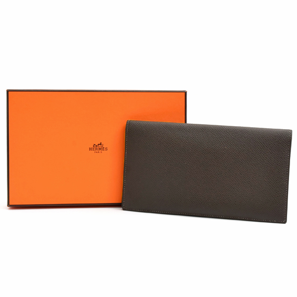 エルメス 財布 メンズ MC2 フレミング Y刻 二つ折り長財布 ヴォーエプソン ブラウン系 HERMES 中古
