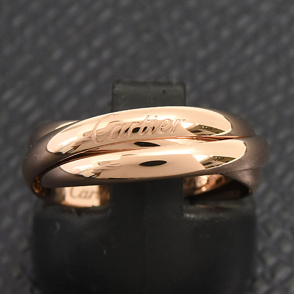 カルティエ 指輪 レディース トリニティ 3連 リング 2.6mm 53号 実寸13号 ピンクゴールド Cartier 750PG 中古