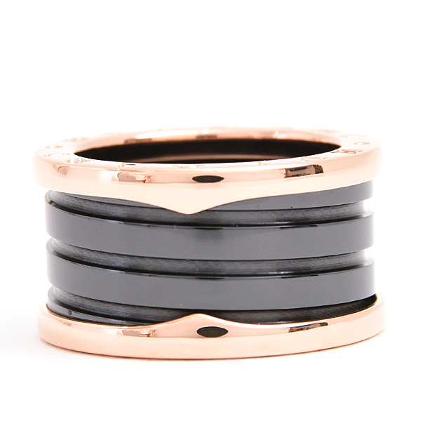 ブルガリ 指輪 メンズ レディース ビーゼロワン B-ZERO1 リング 53号 実寸12号 ピンクゴールド セラミック BVLGARI 750PG×CE 中古