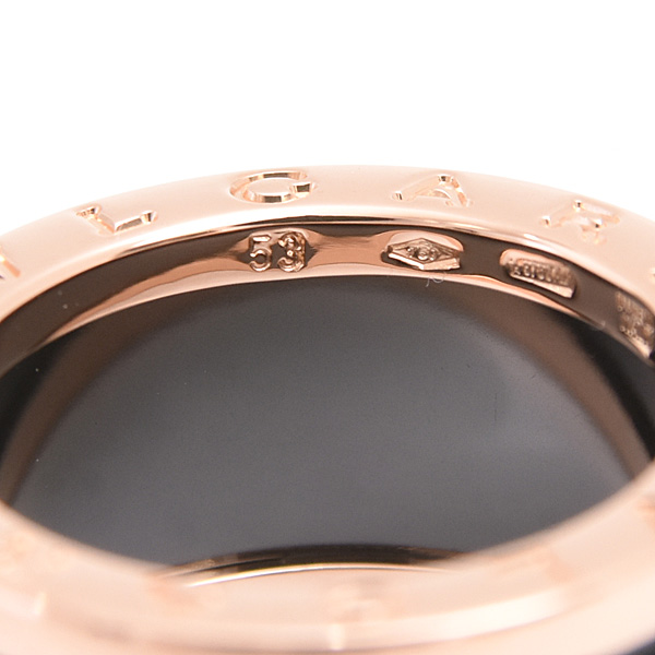 ブルガリ 指輪 メンズ レディース ビーゼロワン B-ZERO1 リング 53号 実寸12号 ピンクゴールド セラミック BVLGARI 750PG×CE 中古
