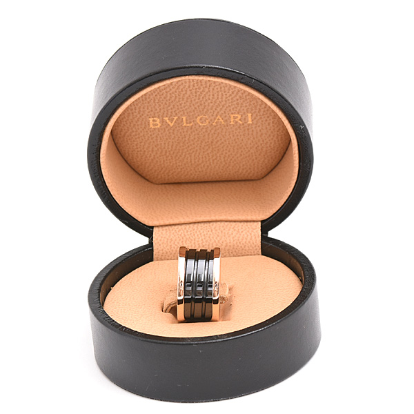 ブルガリ 指輪 メンズ レディース ビーゼロワン B-ZERO1 リング 53号 実寸12号 ピンクゴールド セラミック BVLGARI 750PG×CE 中古